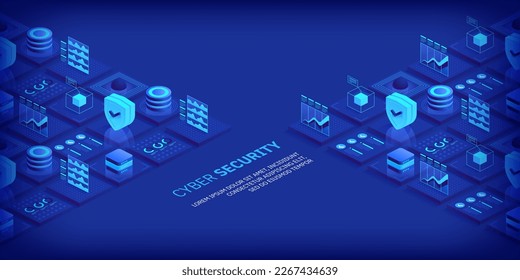 Cyber security. Data protection. Information privacy. Global network security. Technology background for banners, posters, site templates, mobile applications. Vector illustration