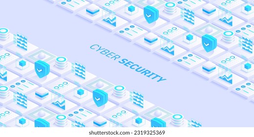 Ciberseguridad. Protección de datos. Privacidad de la información. Seguridad de la red global. Fondo tecnológico para banners, afiches, plantillas de sitios, aplicaciones móviles. Ilustración del vector