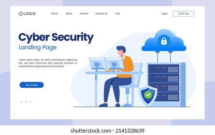 cyber security, Data protection metaphors set. Database, cyber security, control, protection of computer services. Vector isolated concept illustrations landing page