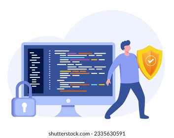 Cyber security, Data protection metaphors set. Database, cyber security, control, protection of computer services. Vector isolated concept illustrations