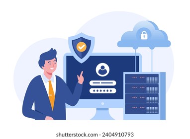 Cyber security, Data protection metaphors set. Database, cyber security, control, protection of computer services. Vector isolated concept illustrations