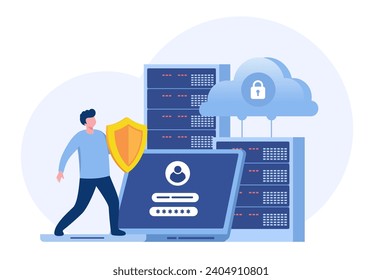 Cyber security, Data protection metaphors set. Database, cyber security, control, protection of computer services. Vector isolated concept illustrations