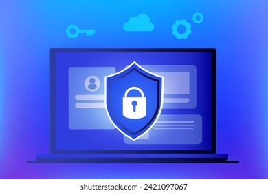 Cyber security and data protection privacy, PDPA concept. Businessman secure data management and protect data from hacker attacks and padlock icon to internet technology networking vector illustration