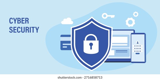 Ciberseguridad y protección de datos, concepto PDPA. Hombre de negocios asegura la gestión de datos y protege los datos de ataques de piratas informáticos y el ícono del candado a la Ilustración vectorial de redes de tecnología de Internet