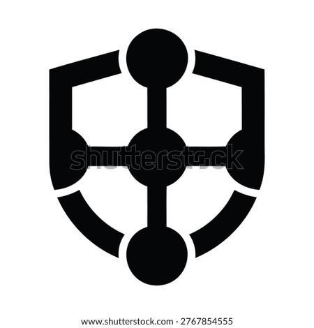 Cyber security data protection shield with network nodes icon