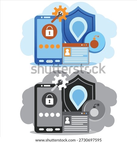 Cyber Security and Data Protection Vector Illustration