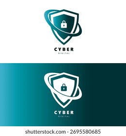 Vector digital de la ilustración del logotipo de la seguridad cibernética