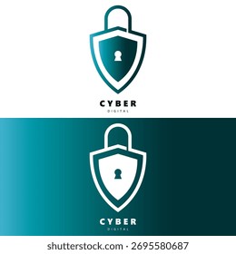 Vector digital de la ilustración del logotipo de la seguridad cibernética