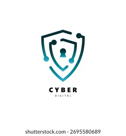 Vector digital de la ilustración del logotipo de la seguridad cibernética