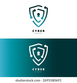 Vector digital de la ilustración del logotipo de la seguridad cibernética
