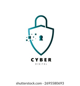 Vector digital de la ilustración del logotipo de la seguridad cibernética