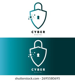 Vector digital de la ilustración del logotipo de la seguridad cibernética