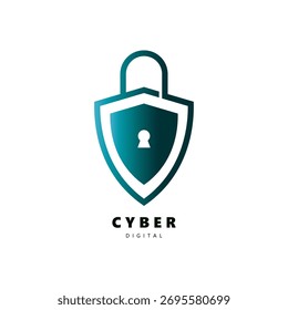 Vector digital de la ilustración del logotipo de la seguridad cibernética