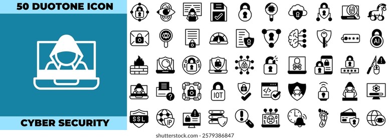 Cyber Security Duotone Editable Icons set. Vector illustration in modern thin duotone style of cyber security icons: technology, computer, cloud, etc