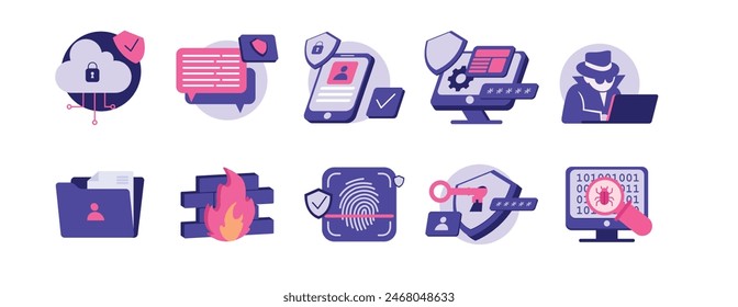 Cyber Security Element Set Illustration