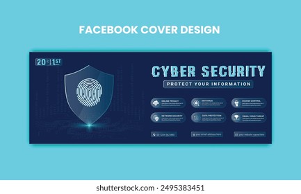 In: Cyber Security Facebook Cover Concepts. Vektorillustration des Konturentwurfs