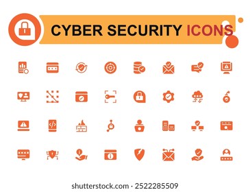 Cyber security filled icons set. Data protection, spam, secure, security and more, filled icon set, glyph for web and ui. Solid icon set. Vector illustration.