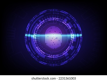Cybersicherheit Fingerabdrucksystem abstrakte digitale konzeptionelle Technologie Hintergrund. Die Fingerabdruckerkennung der Computer-Futuristik-Technologie erkennt das Scannen.
