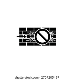 Icono de cortafuegos de seguridad cibernética. Símbolo de bloque de red. Icono de protección de cortafuegos.