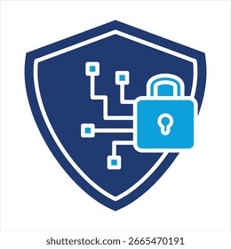 Cyber Security Flat Blue Icon Vector Illustration