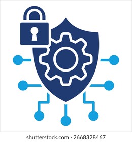 Cyber Security flach blau Symbol Vektorgrafik