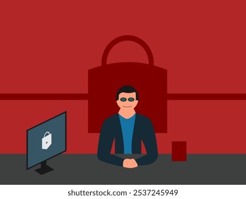 Cyber security flat design vector illustration