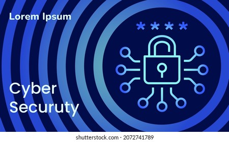 Cyber Security Flyer Concept. Vector Illustration On Blue Background.