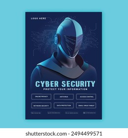 Cyber Security Flyer Concepts. Vector Illustration of Outline Design