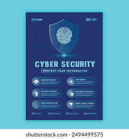 Cyber Security Flyer Concepts. Vector Illustration of Outline Design