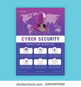 In: Cyber Security Flyer Concepts. Vektorillustration des Konturentwurfs