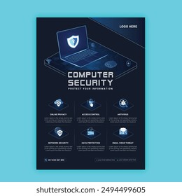 Cyber Security Flyer Concepts. Vector Illustration of Outline Design