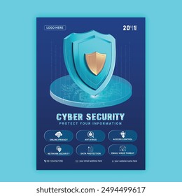 Cyber Security Flyer Concepts. Vector Illustration of Outline Design