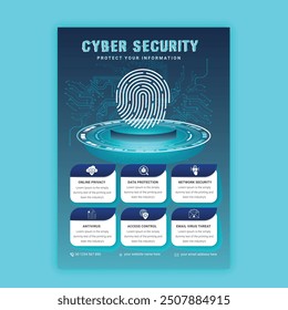
Cyber Security Flyer Concepts. Vector Illustration of Outline Design