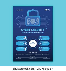 
Cyber Security Flyer Konzepte. Vektorgrafik des Konturentwurfs