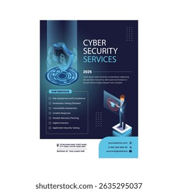 Cyber security flyer poster template design