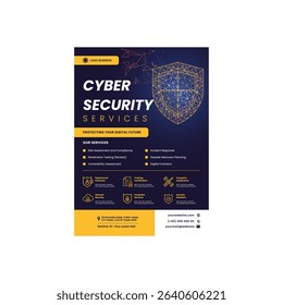 Cyber security flyer poster template design art