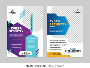 Cyber security flyer template design