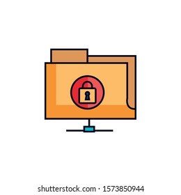 cyber security folder detailed style icon vector illustration design