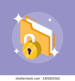 cyber security with folder document and padlock