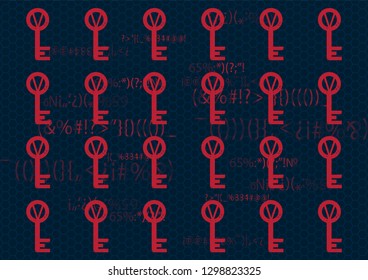 Cyber security futuristic background with key and lock. Antivirus concept. Vector Illustration.
