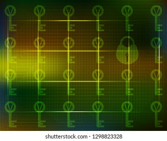 Cyber security futuristic background with key and lock. Antivirus concept. Vector Illustration.