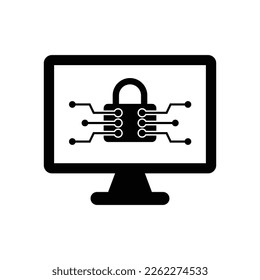 Cyber security glyph icon, Cyber lock vector icon. isolated on white background. vector illustration