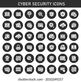 Cyber security glyph icon set. Vector illustration for web sites and mobile application.