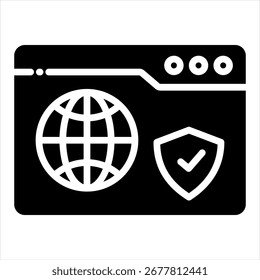 Ilustración vectorial de icono de glifo de seguridad cibernética