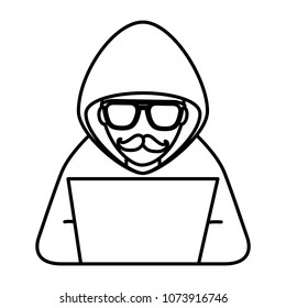 cyber security hacker character crime laptop computer