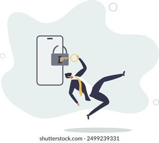 Cyber security, hacker steal money online, phishing or digital banking threat concept.flat design with people.