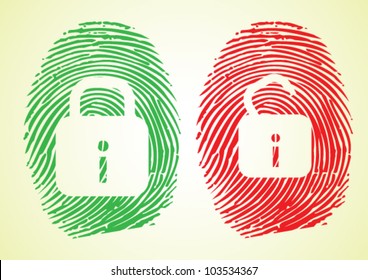 Cyber security and Hacking - Lock sign on thumbprint