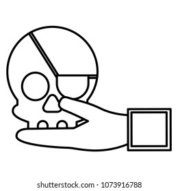 cyber security hand holding skull bone