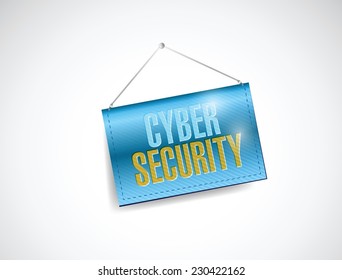 cyber security hanging banner illustration design over a white background