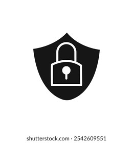 Cyber security icon black and white vector sign